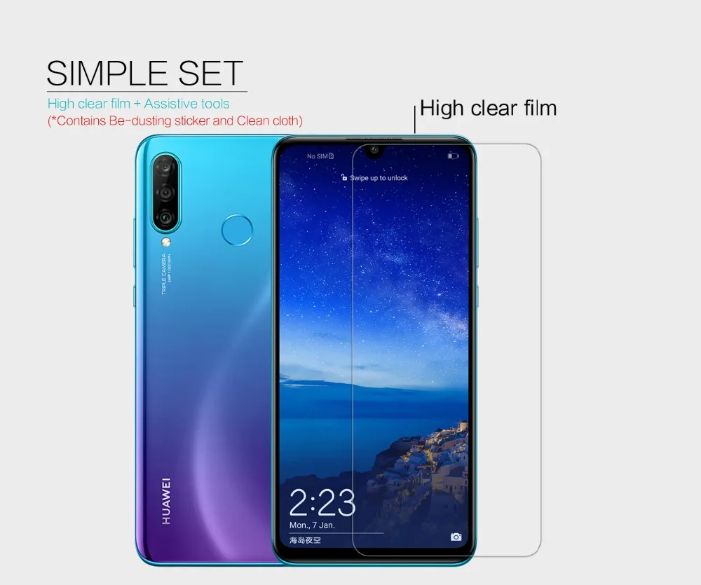 2 шт. суперпрозрачная Защитная пленка NILLKIN для Huawei P30 Lite защита экрана от