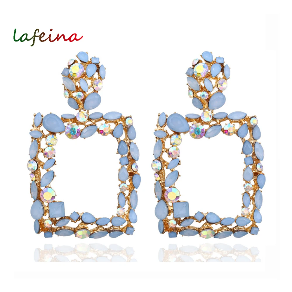 Женские серьги капли с металлическим кристаллом в винтажном стиле розового и