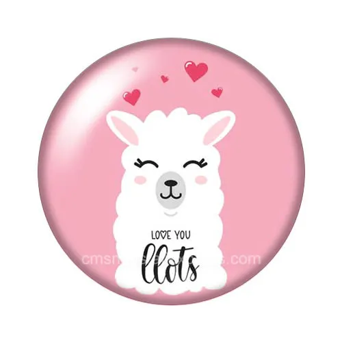 Мультфильм без prob llama Альпака 10 шт Смешанные 12 мм/16 мм/18 мм/25 мм круглые фото стекло кабошон демонстрация с плоской задней частью делая результаты - Цвет: ZB1044-D