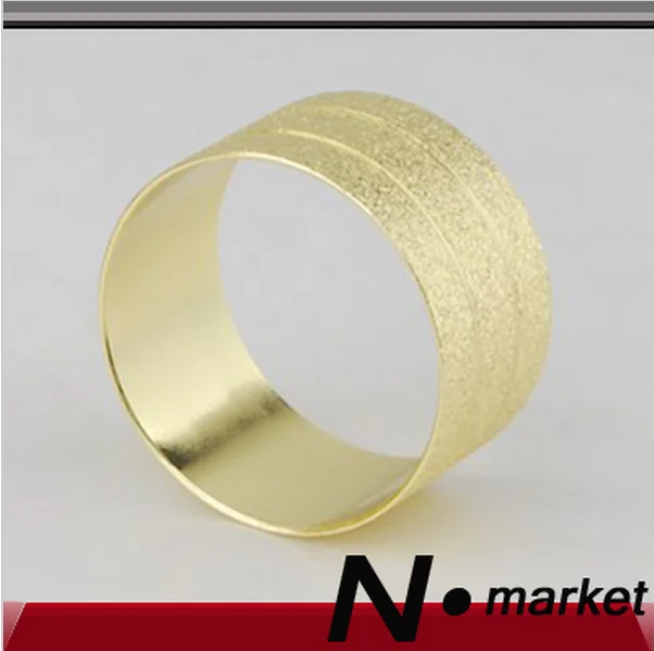 

Free Shipping Hot Sale Christmas Napkin Rings Golden Round Matte Copper Double Line Scrub Napkin Holder Decoration