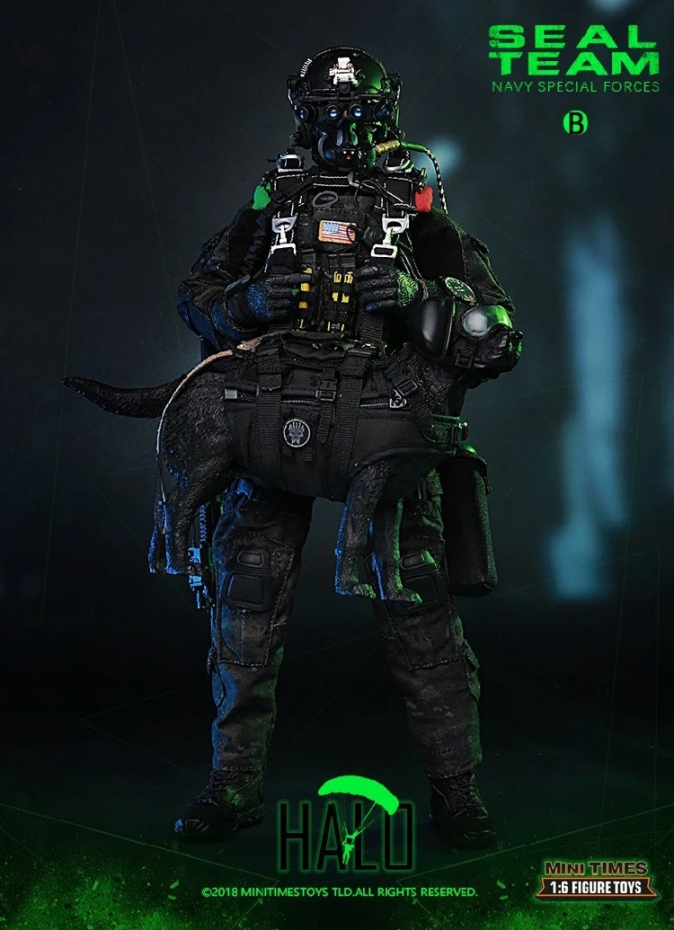 Мини игрушки Таймс MT M013 США военно морской спецназ Seal Team HALO 1/6 фигурка с собакой|neca