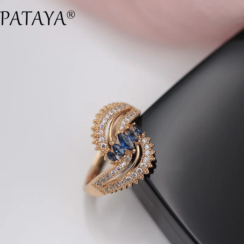 PATAYA Новые поступления двойное спиральное 585 розовое золото уникальные кольца