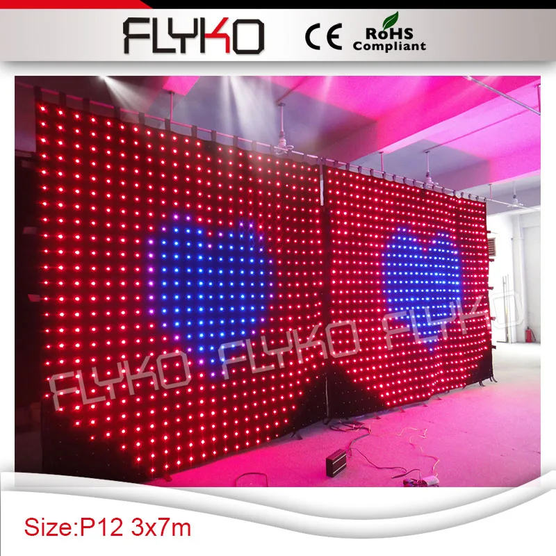 

Мини-бар светодиодный экран P12 см Большой размер 3x7 м дешевая горячая распродажа Гибкая светодиодная видеозанавеска для помещений