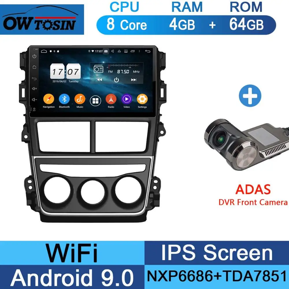 64G Adas Camera " ips 8 Core 4G+ 64G Android 9,0 автомобильный DVD мультимедийный плеер gps Радио для Toyota Yaris, Vios DSP CarPlay Parrot BT - Цвет: 64G Adas Camera