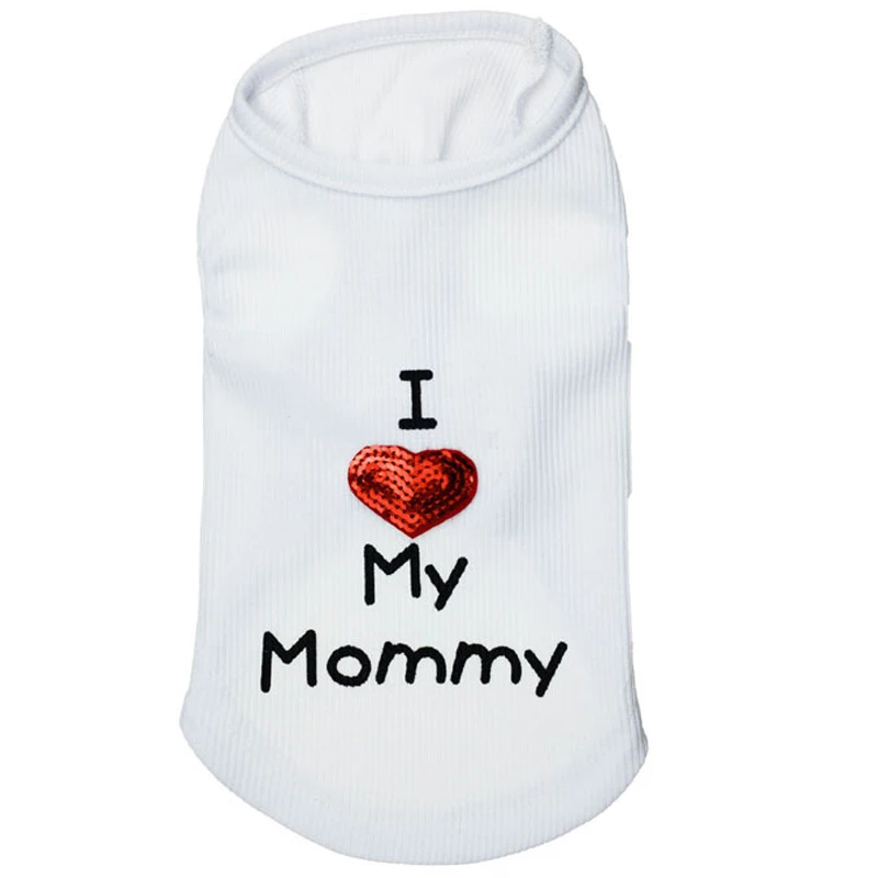 Breathable Summer Dog Vest Shirt Clothes Coat Pet Cat Puppy Cotton Vests I LOVE MY DADDY MOMMY Clothing For Dogs Costumes XXS-L | Дом и сад