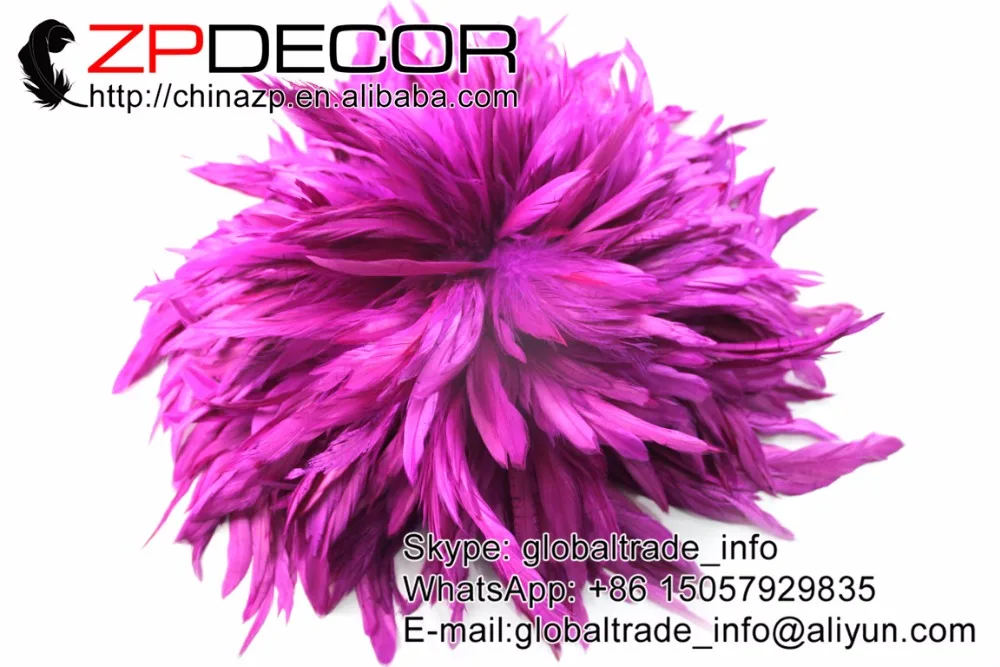 

ZPDECOR China Trading Manufacturer 800pieces/lot 6-8inch Rooster Schlappen Strung Feathers Purple For Dancing Show