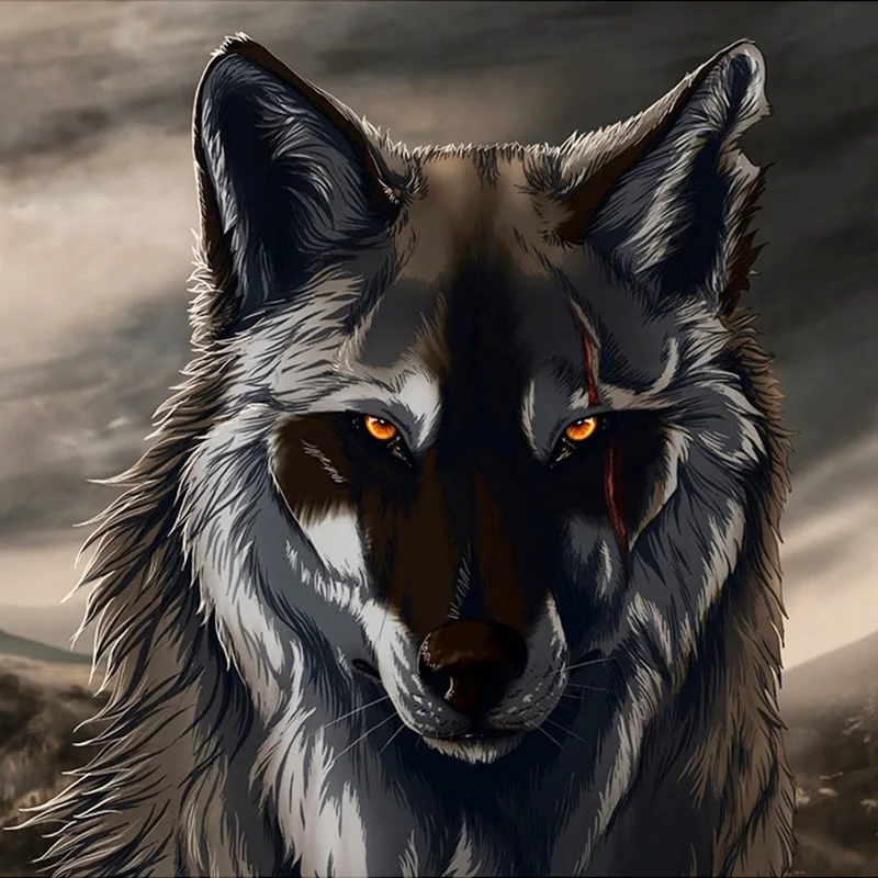 

New Diamond Mosaic Cross Stitch Kits Diamond Embroidery "Black Wolf With A Scar" Diamond Painting Full Drill Home Decoration GT