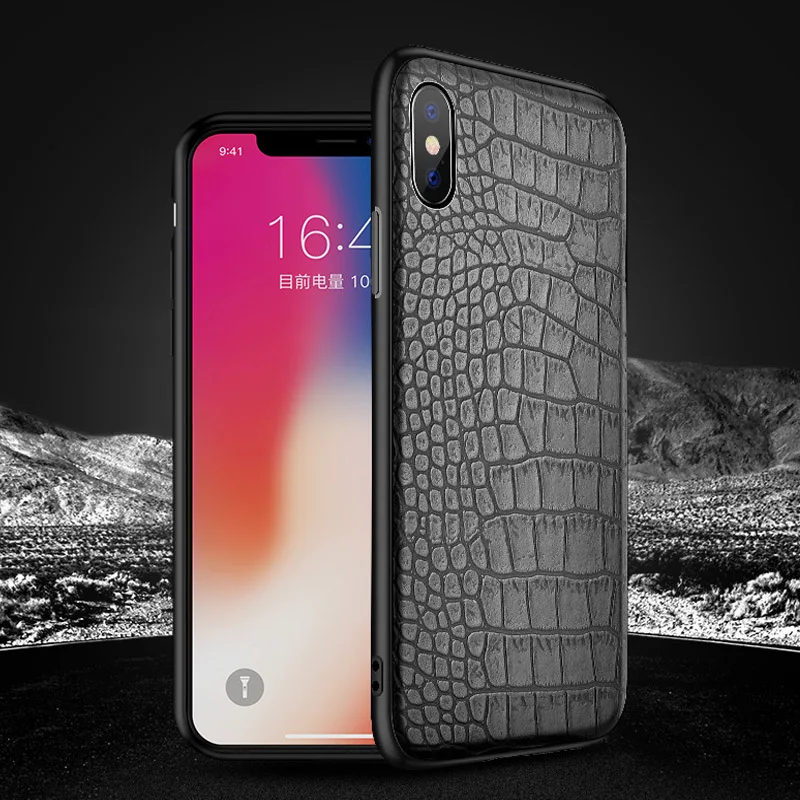 Alligator Leather Case for iPhone 7 8 Plus Soft TPU+PC CROCO Protective Phone Back Cover X 6 6s Cases |