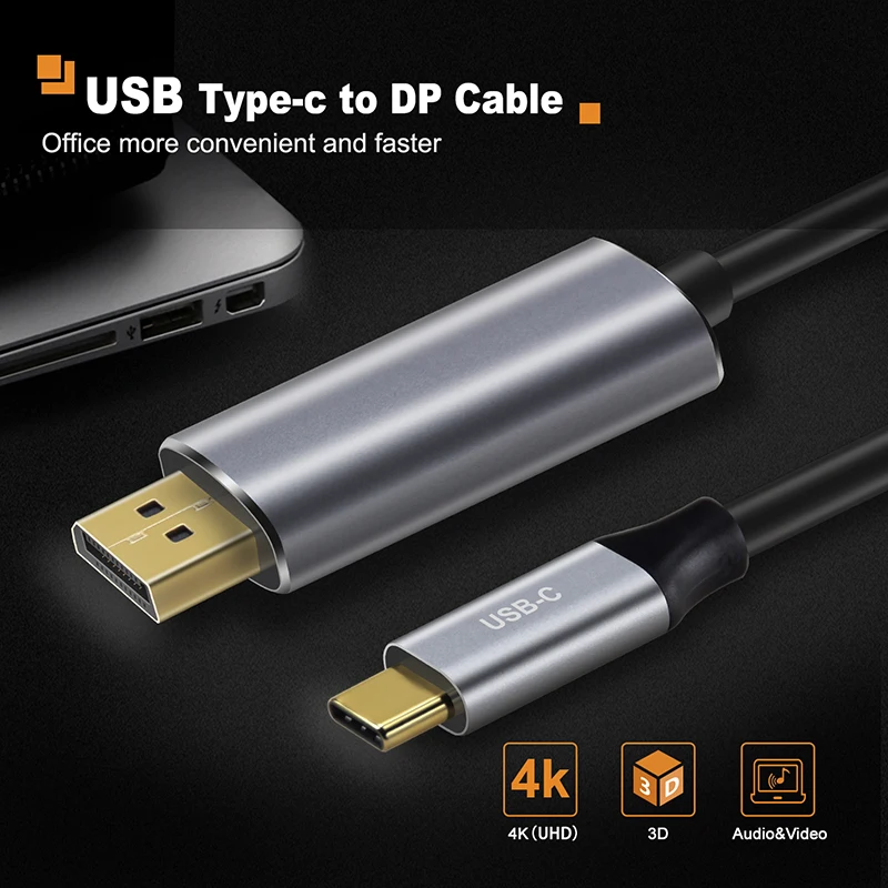 Кабель CABLETIME с USB C на DisplayPort 4K 60 Гц 3 1 Type Thunderbolt DP адаптер UHD внешнее видео C031|Кабели