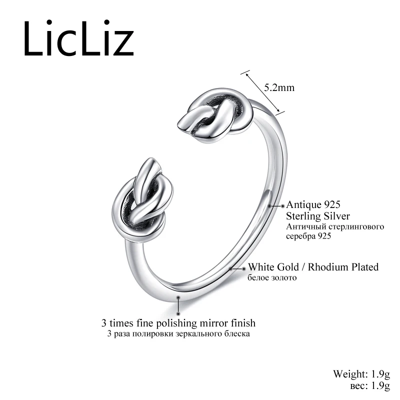 Женское регулируемое кольцо из серебра 925 пробы с симметричным узлом|jewelry rings|jewelry