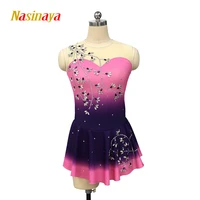 figure skating dress costume customized competition ice skating skirt for girl women kids gymnastics pink blue