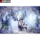 Картина Стразы HOMFUN, алмазная 3D вышивка крестиком Семья оленя, A18953