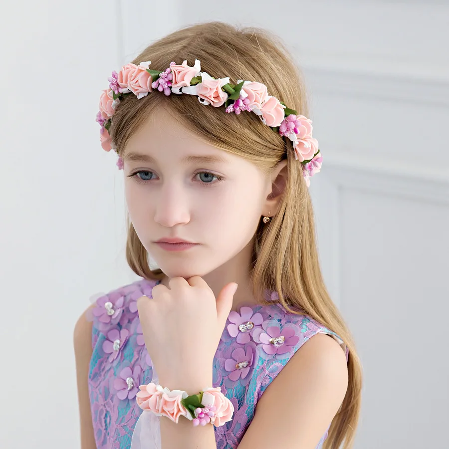 Fashion Female Bohemia Wreath Tiaras Hairband Pink Purple Flower Crown Headband Women Wedding Bridal Headdress Hair Accessories | Украшения