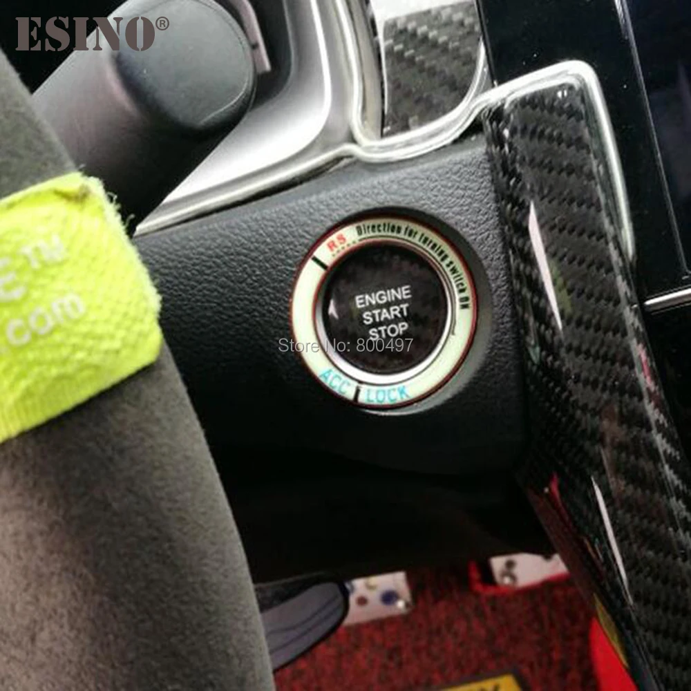 Cool Fashion Car Styling Real Carbon Fiber 3D Engine Start Stop Button Ignition Device Cover Trim for Honda Civic 10 2017 2018 | Автомобили