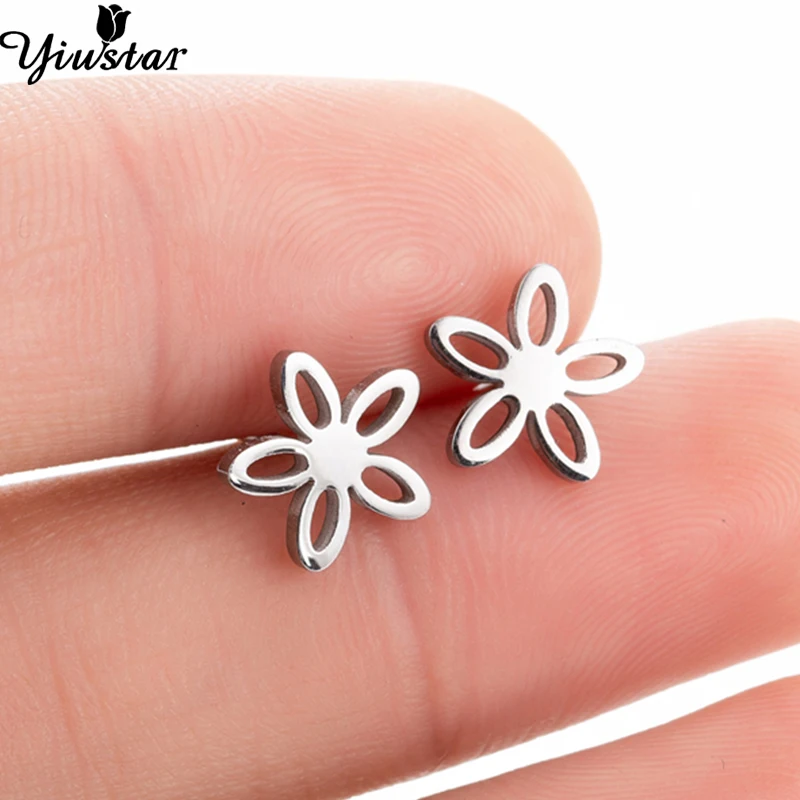 

Yiustar Cute Star Earrings Punk Stud Earring Steel Color Earing Tiny Stainless Steel Earings for Women Brincos Wholesale Aretes