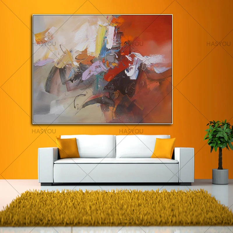 

Pure Handpainted Colorful Color Simple Abstract Canvas Art Oil Painting Wall Picture for Living Room Decoration