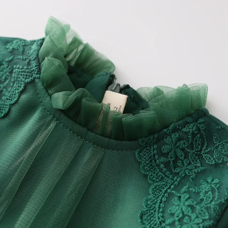 2020 Spring Autumn 3-12 Years Teenage Cute Crew Neck Embroidery Party Long Sleeve Kids Baby Girls Ball Gown Lace Princess Dress | Детская