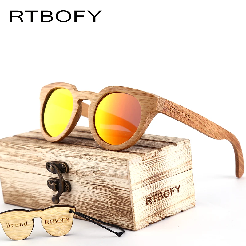 RTBOFY Древесины Солнцезащитные Очки Женщин 2017 Bamboo Марка Назн очки солнцезащитные