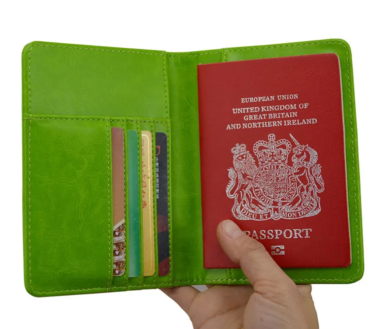green uk Посылка для паспорта, для путешествий, многофункциональная, три сложения, держатель для паспорта, сумка, анти-деминерализованная кожа, поверхность ПУ, Обложка для паспорта - Цвет: green uk