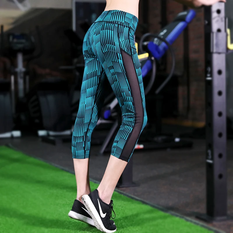 U-Yoga шорты капри для фитнеса быстросохнущие сетчатые спортивные с вертикальными