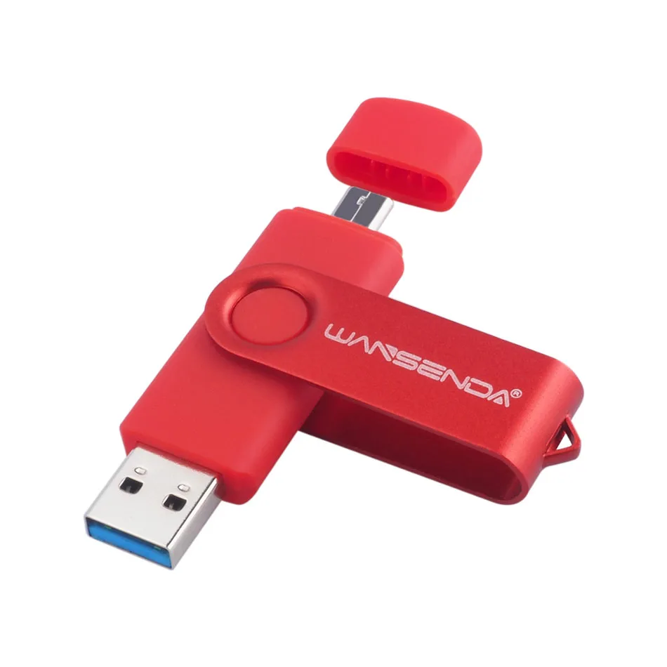 USB 3.0 wansenda OTG USB флеш-накопитель для смартфонов/планшетов/pc 8 ГБ 16 ГБ 32 ГБ 64 ГБ 128 ГБ флешки высокая скорость Флеш накопитель пакет - Цвет: Красный