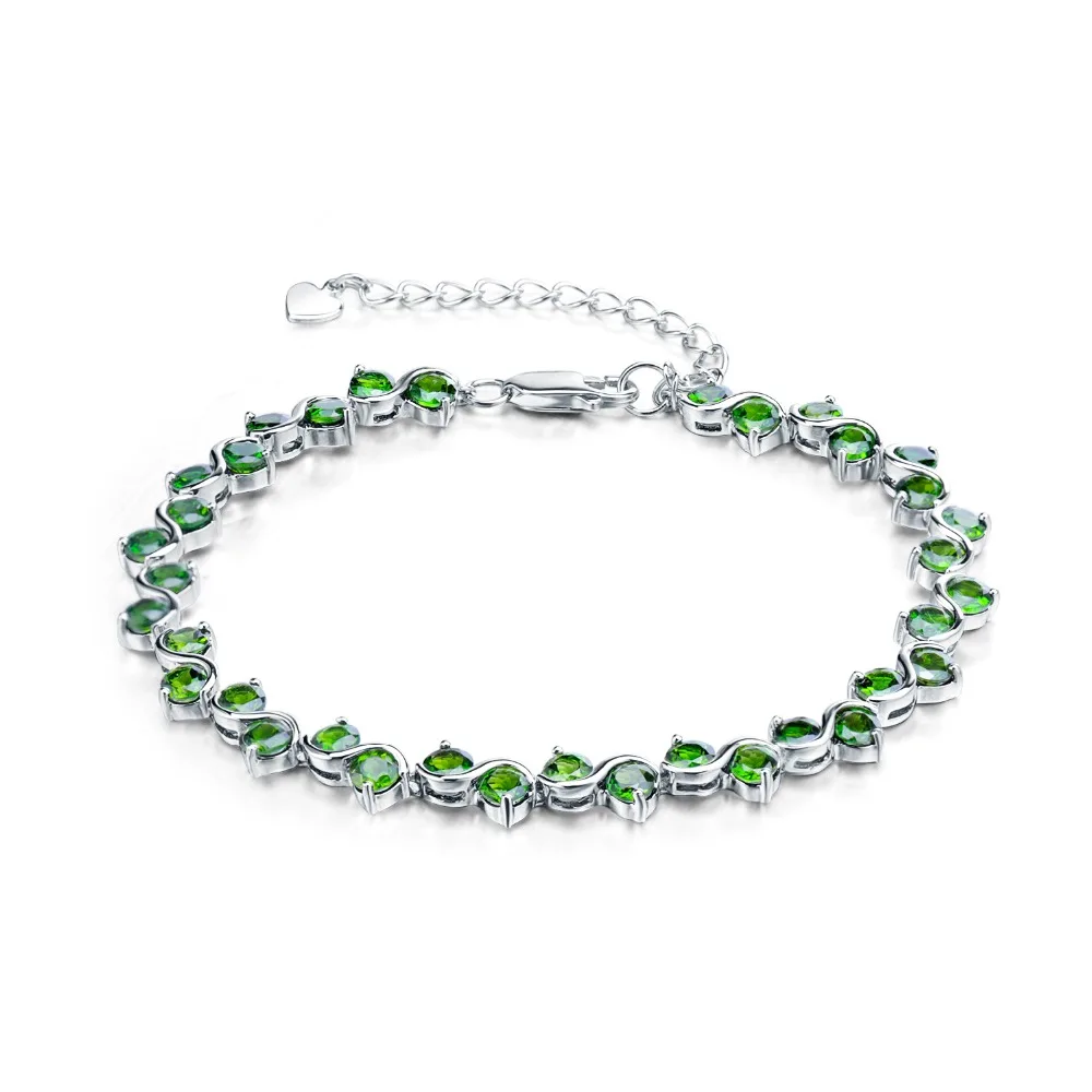 GEM'S балетные костюмы 11.7Ct натуральный хром диопсид драгоценный камень браслет 925 пробы серебро звено цепи браслеты для женщин ювелирные украшения