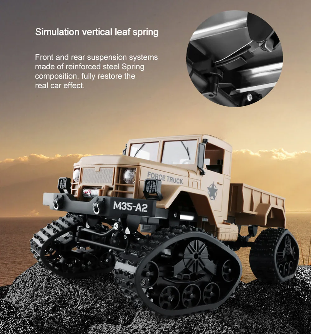 FY001C RC автомобиль военного RC грузовик армии гусеничных колес 1:16 4WD Радиоуправляемый гусеничный внедорожных дистанционного-Управление машинка на радиоуправлении машинки