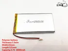 2pcslot Good Qulity 3.7V,8000mAH,7565121 Polymer lithium ion  Li-ion battery for TOY,POWER BANK,GPS,mp3,mp4
