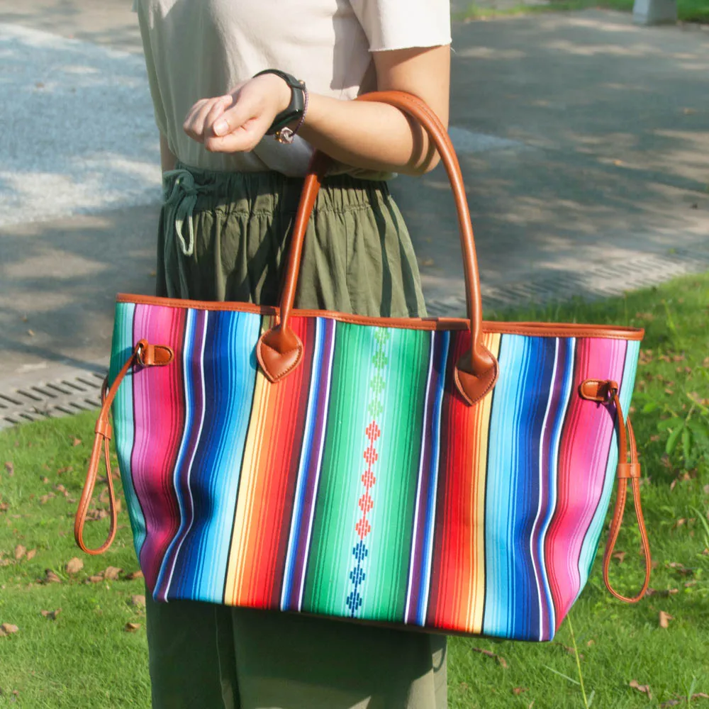 Большая вместительная полоска Aztec Tote оптом заготовки холст Serape String Travel DOM1061086 |