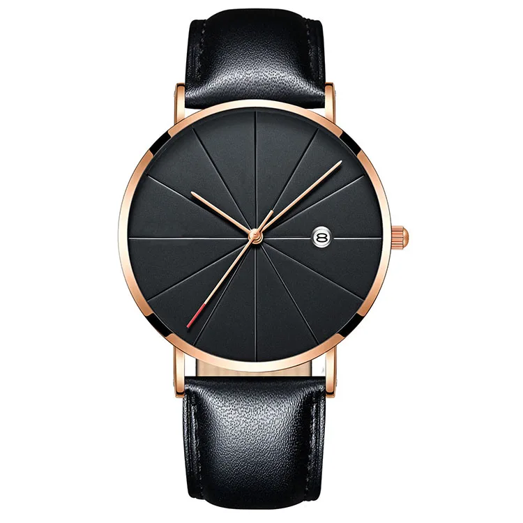 Leather Black Rose Relogio мужские спортивные часы для мужчин Простые Модные Аналоговые кварцевые мужские часы, наручные часы лучший бренд класса люкс Золото Нержавеющая сталь человек часы - Цвет: Leather Black Rose