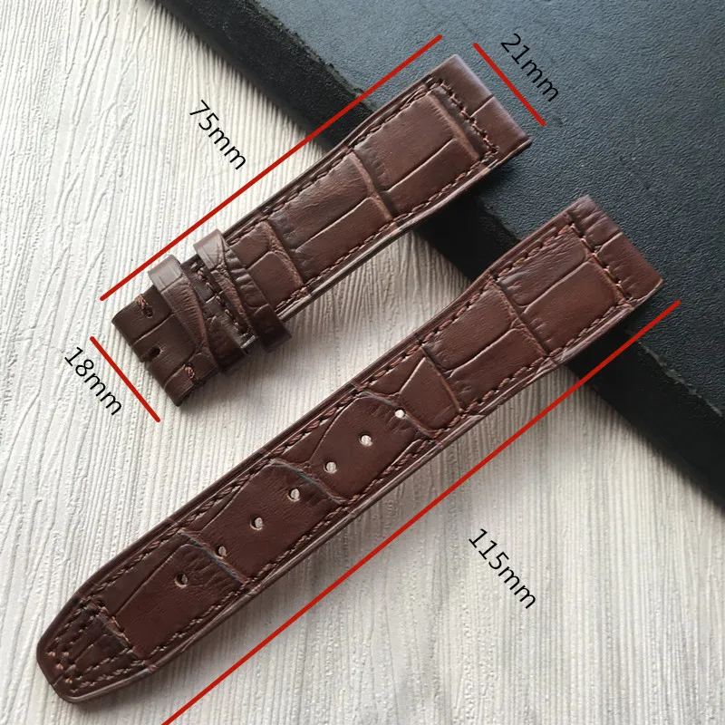 Ремешок мужской из телячьей кожи браслет для часов IW Pilot Mark III IW327004 IW377714 21 мм