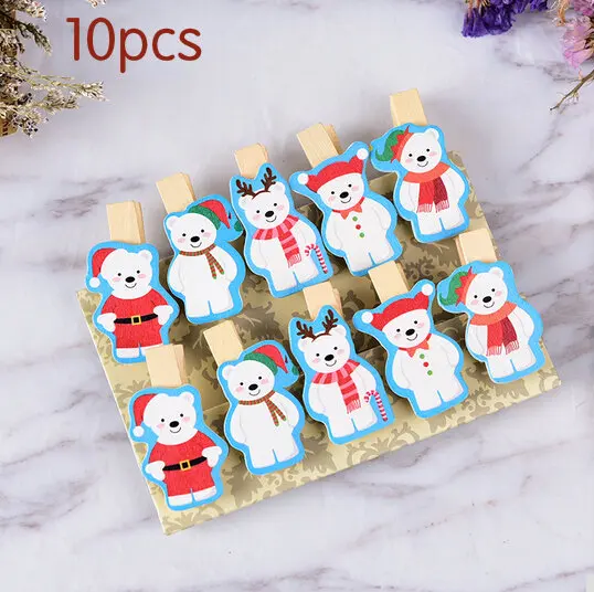 10pcs 8/10/20/50 шт./упак. мини Плетеный абажур из натурального дерева одежда Фотобумага Пег контактный прищепка Craft зажимы Сова самолета Рождество панда - Цвет: 10pcs