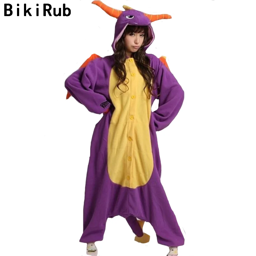 BIKIRUB Пижамы Unisex Фланелевые Милые Женщины Spyro Фиолетовый Дракон Мультфильм С