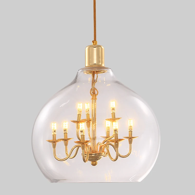 Post Modern Glass Sphere Chandelier Stained Ceiling Hanging Lamp Blue Lighting for Dining Room Cafe Store | Лампы и освещение