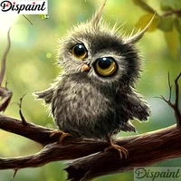dispaint full squareround drill 5d diy diamond painting animal owl embroidery cross stitch 3d home decor a10794