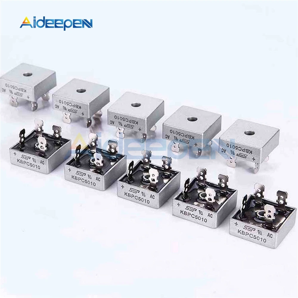 1PCS KBPC5010 50A 1000V Bridge Rectifier Metal Case for Maximum Heat Dissipation 2.8cm Square Diode | Инструменты