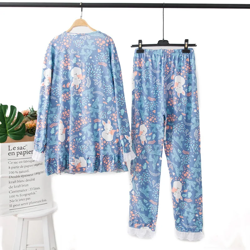 Пижамные комплекты большого размера для женщин хлопковые длинные штаны с