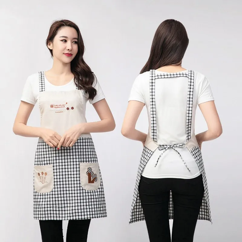 Household Apron Cotton Anti-fouling and Oil-proof Jacket Korean Plaid Waistband Labor Insurance Uniform Waiter's Restaurant | Дом и сад