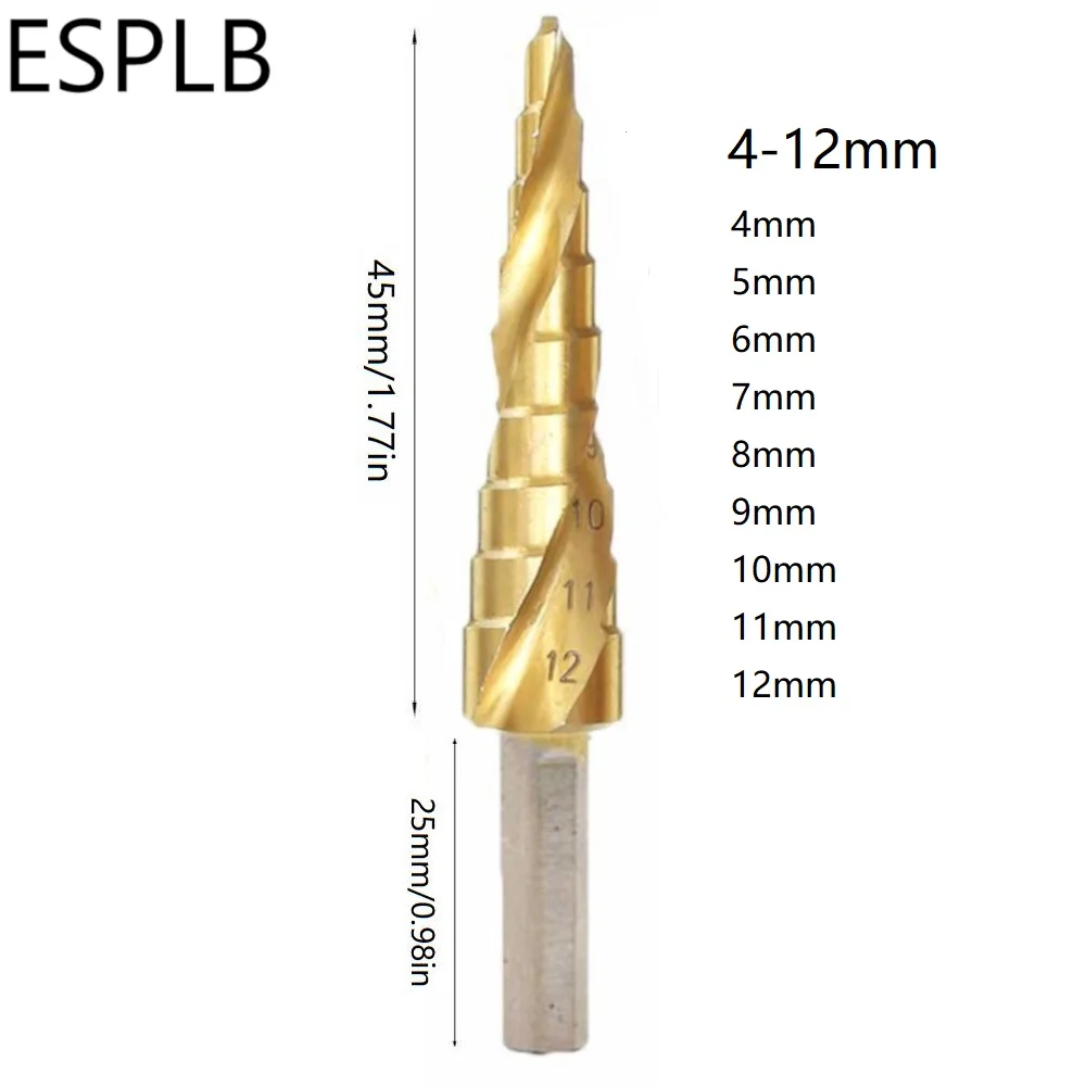 Esplb, 3 предмета, на возраст от 4 до 12 лет/20/32 мм сверло из стали HSS винтовая канавка шаг шестиугольник/Треугольники хвостовика сверла из поликристаллического алмазного Титан шаговый Пробойник с покрытием отверстие набор резцов