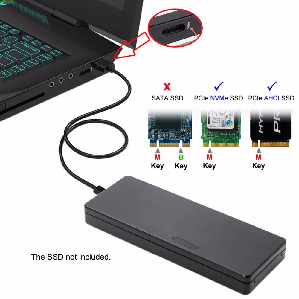 Thunderbolt 3 для PCI Express PCI-E для NVME NGFF M-key AHCI SSD чехол для конвертации картриджа