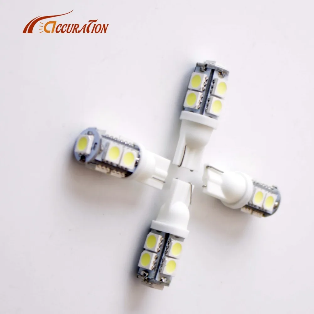 10 шт. автомобильная светодиодная лампа T10 9 SMD 5050 белый 6000K 12V 1W W5W Авто зазор купол
