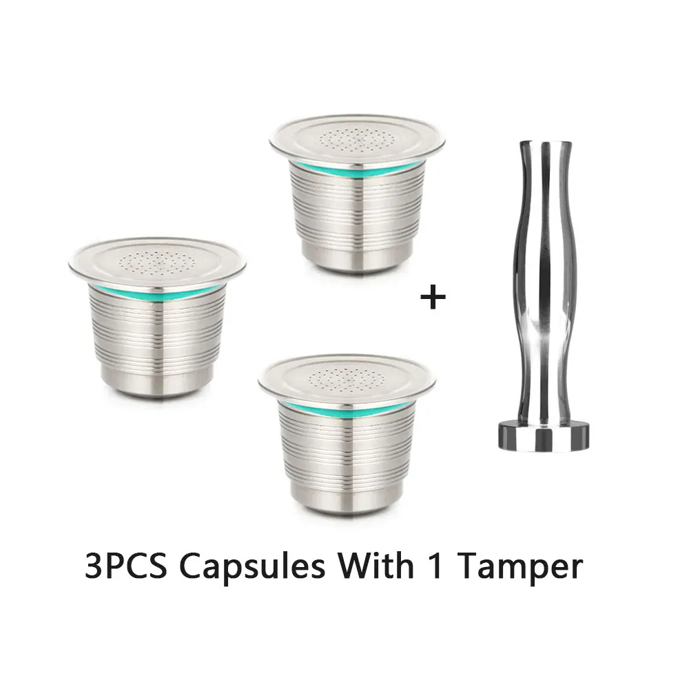 3 Capsule 1 Tamper Многоразовые капсулы кофе Nespresso трамбовочный набор многоразового использования из нержавеющей стали Эспрессо Pod фильтр перезаряжаемый Nespresso кофе инструмент - Цвет: 3 Capsule 1 Tamper