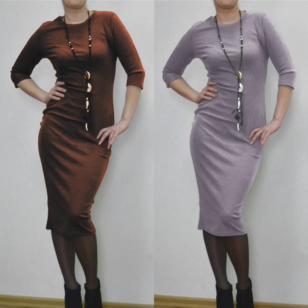 New Summer Round Neck Short-sleeved Dress Striped Dresses Casual Elegant Sheath Slim Tunic Crew Pencil | Женская одежда