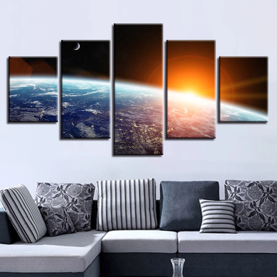 

Abstract Art Modular Canvas Paintings 5 Pieces Planet Earth Light Pictures Poster HD Prints For Living Room Wall Decpration