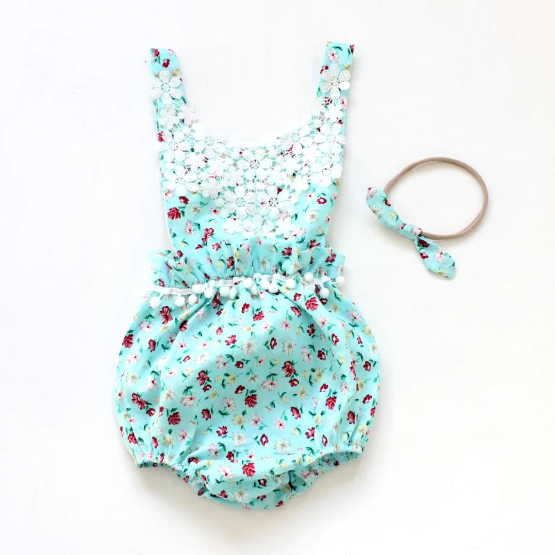 Новинка 2016 года летний детский комбинезон с цветочным рисунком кружевные