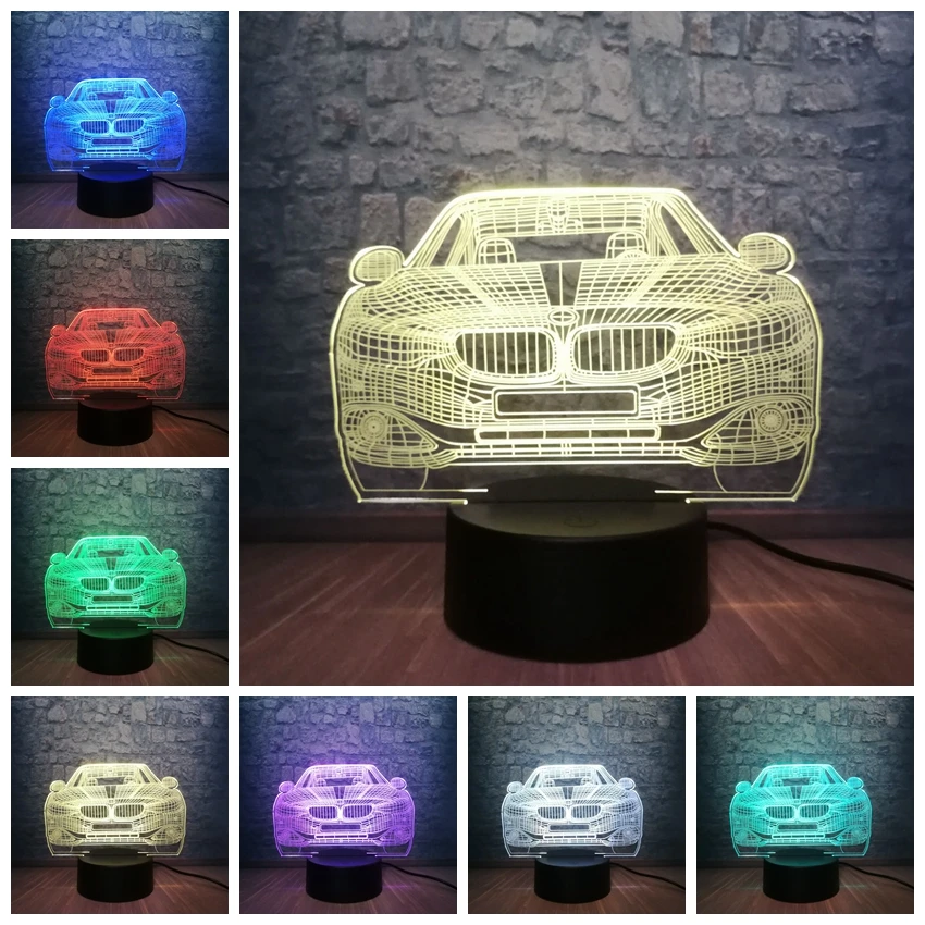 3D лампа для автомобиля разноцветная RGB светодиодный USB настольный ночник