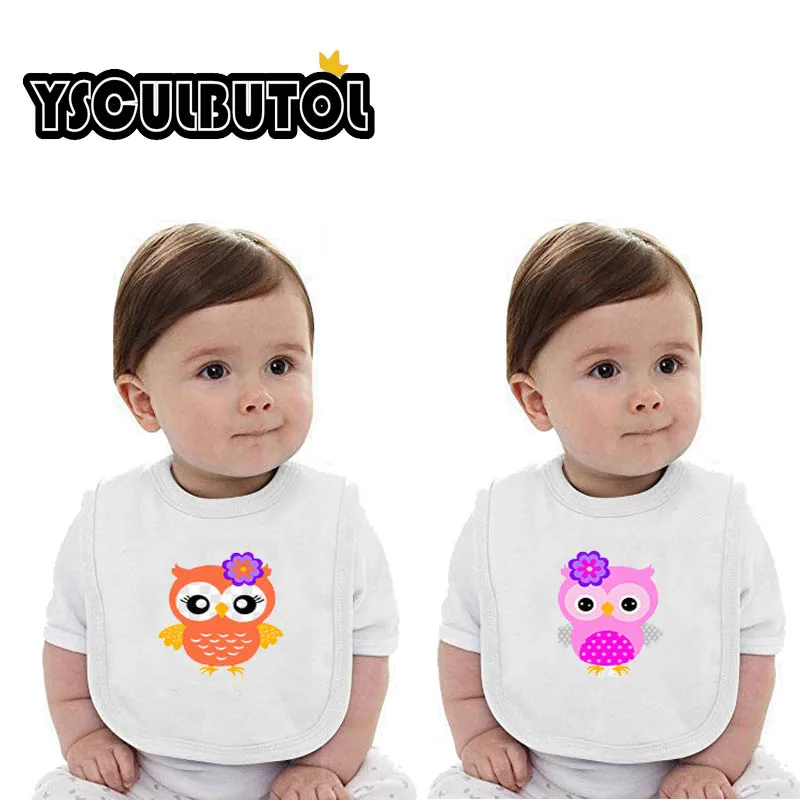 YSCULBUTOL 2 шт./лот двойные детские нагрудники мультяшная Сова унисекс белое детское