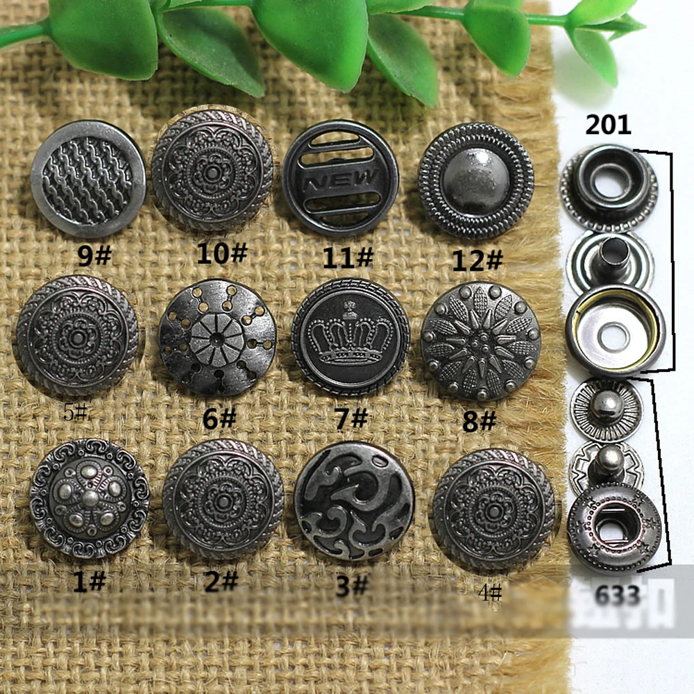 

fashion morden color multi design metal coat/clothing snap button hand press sewing accessories leather craft 50pcs/lot