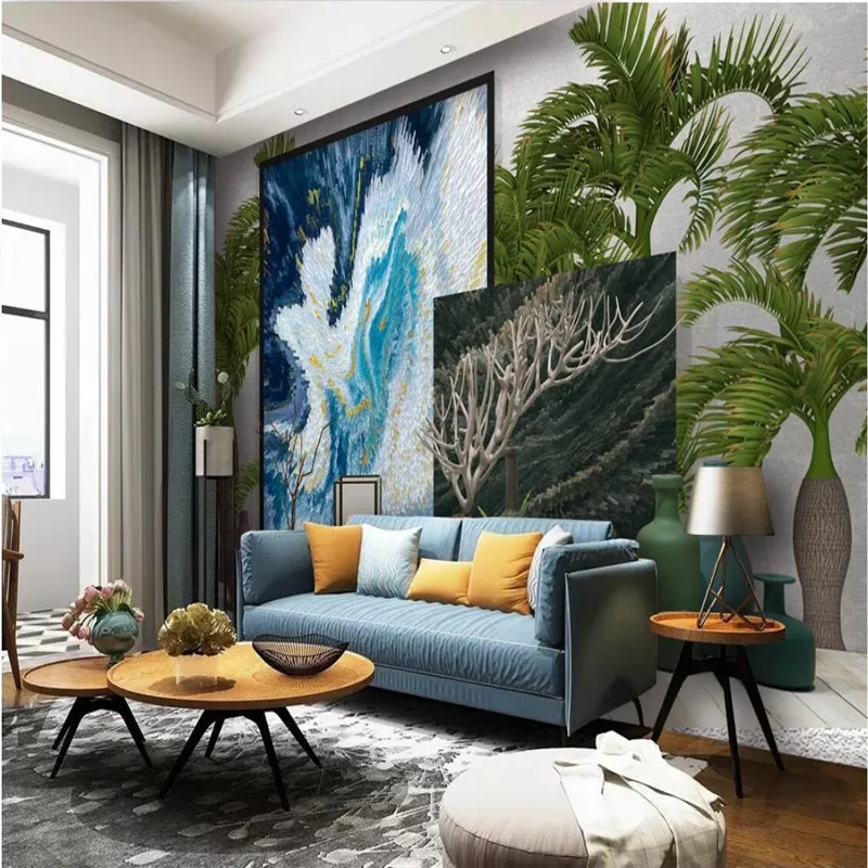 Постмодерн вазы комбинации декоративные картины зеленые тропические деревья