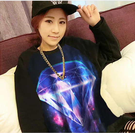 2015 New Spring women's autumn Star Universe Symphony diamond women hoodies sweatshirts womens pullover WY062|pullover sweatshirt women|pullover